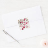 Roze witte Ornamenten Kerst sticker (Envelop)
