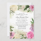 Roze witte Paarse Florale viering van het leven Kaart (Voorkant)