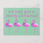 Roze Witte Paarse Kerstflamingo's Gepersonaliseerd Feestdagenkaart (Voorkant)