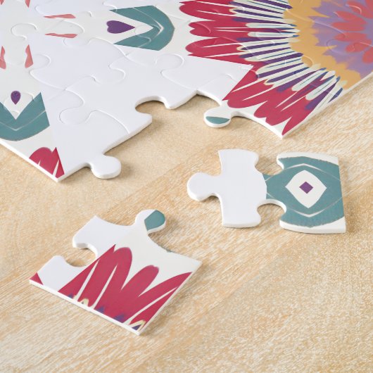 Roze, Witte & Paarse Waterverf Bloemen Legpuzzel (Zijkant)