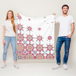 Roze, Witte & Paarse Waterverf Bloemontwerp Fleece Deken