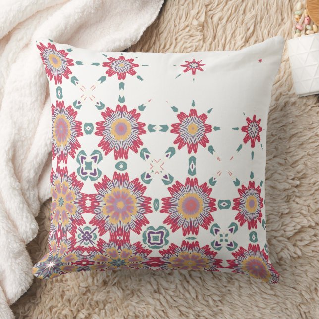 Roze, Witte & Paarse Waterverf Bloemontwerp Kussen (Deken)