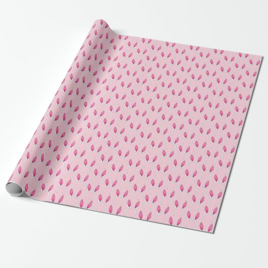 Roze witte paasmaankonijnenaar Baby shower Cadeaupapier (Uitgerold)
