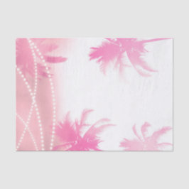Roze Witte Palmboom Bomen & Lichtjes Tropische Zom Tissuepapier