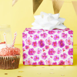 Roze witte paniekjes florale waterverf cadeaupapier