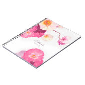  roze witte papaver Waterverf Naam notebook Notitieboek (Linkerzijde)