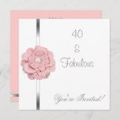 Roze witte parelbloem Fabulous 40e verjaardag Kaart