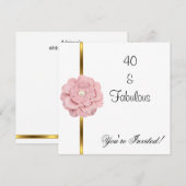 Roze witte parelbloem Fabulous 40e verjaardag Kaart (Voorkant / Achterkant)