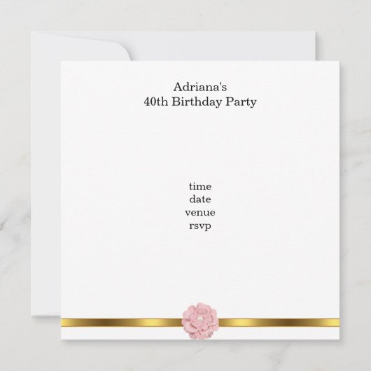 Roze witte parelbloem Fabulous 40e verjaardag Kaart (Achterkant)