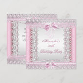 -roze witte parelhoes met geboortepartij kaart (Voorkant / Achterkant)