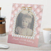 Roze witte parels 100e verjaardag  foto reclamebord met voetstuk (Insitu)