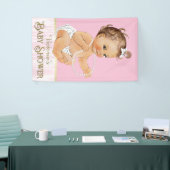 Roze Witte Parels Meisje Baby shower Spandoek (Beurs)