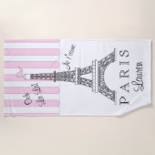 Roze | Witte Parijse Eiffeltoren Ooh la La Strandlaken (Voorkant)
