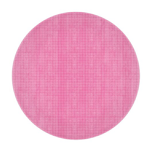 Roze witte pasta Gingham-ROND CUTTING BOARD Snijplank (Voorkant)