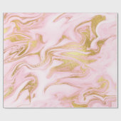 Roze witte pasta Marble Shiny Golden Brushes Cadeaupapier (Vlak)