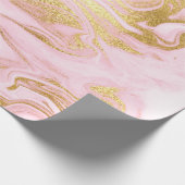 Roze witte pasta Marble Shiny Golden Brushes Cadeaupapier (Hoek)