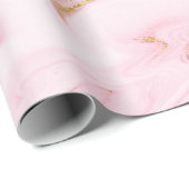 Roze witte pasta Marble Shiny Golden Brushes Cadeaupapier (Rol Hoek)