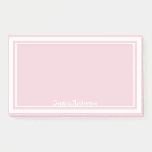 Roze witte pastelmonogram post-it® notes (Voorkant)