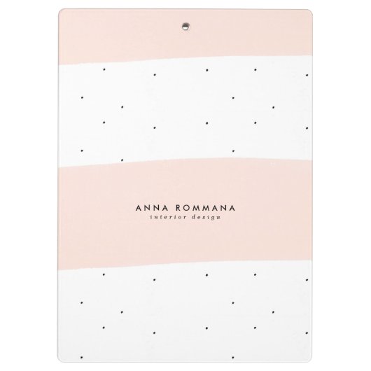 Roze & witte penseelstreken vrouwelijk ontwerp klembord (Achterkant)
