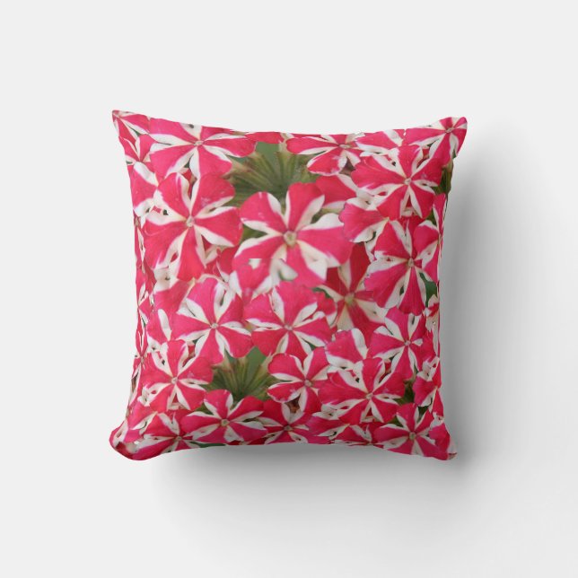 roze witte pepermuntbloem kussen (Voorkant)