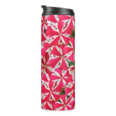 roze witte pepermuntbloem thermosbeker (Geroteerd rechts)