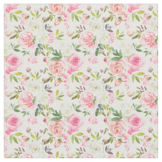 Roze Witte Perzik Bloemrozen Elegant Stof (Close Up)