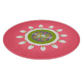  Roze Witte Petalen Mandala Aangepaste naam Snijplank (Hoek)