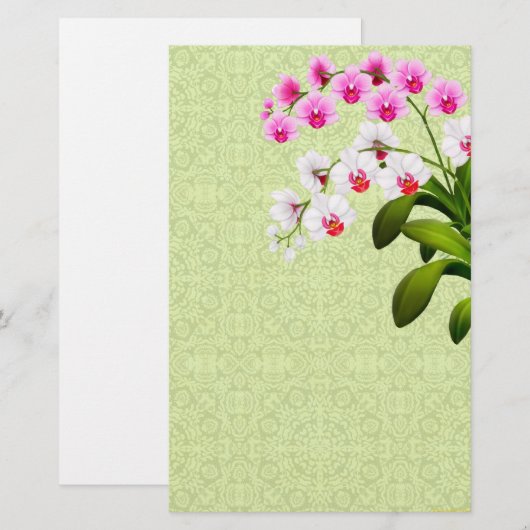 Roze Witte Phalaenopsis Orchidee Bloemen Stationer Briefpapier (Voorkant / Achterkant)