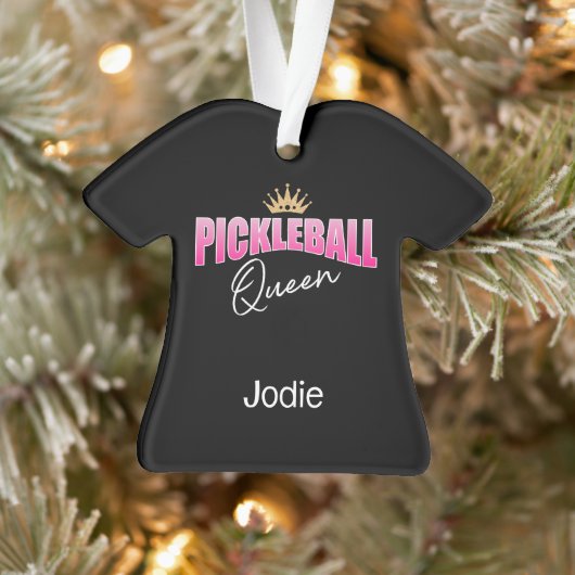Roze Witte Pickleball koningin met gouden kroon Ornament (Boom)