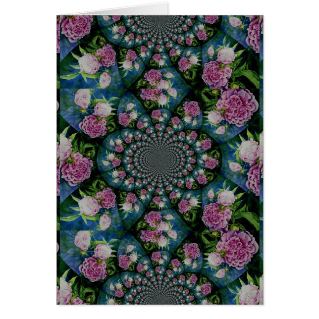Roze witte pioen floral waterverf mandala (Voorkant)
