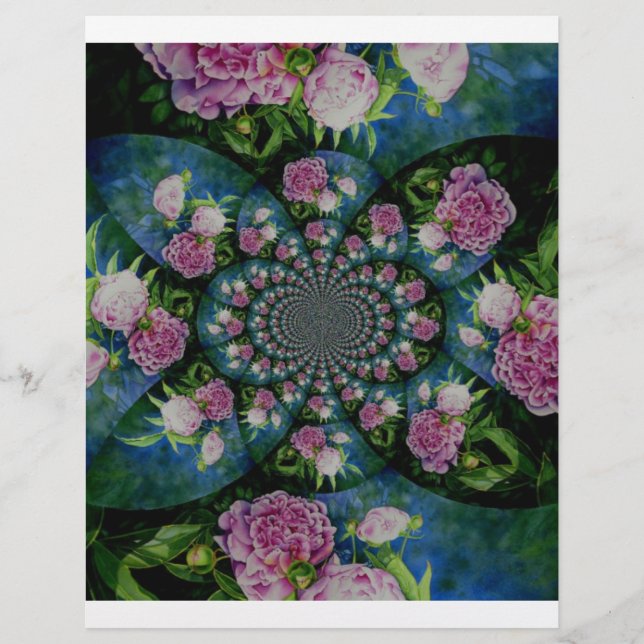 Roze witte pioen floral waterverf mandala (Voorkant)