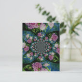 Roze witte pioen floral waterverf mandala briefkaart (Staand voorkant)