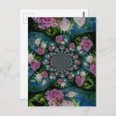 Roze witte pioen floral waterverf mandala briefkaart (Voorkant / Achterkant)