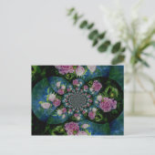 Roze witte pioen floral waterverf mandala briefkaart (Staand voorkant)