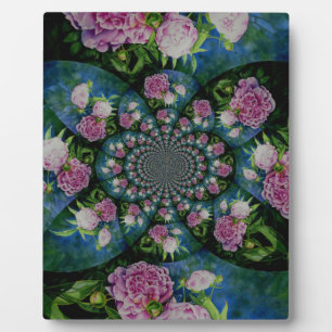 Roze witte pioen floral waterverf mandala fotoplaat