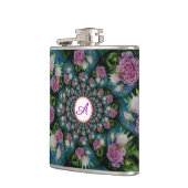 Roze witte pioen floral waterverf mandala heupfles (Links)