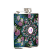 Roze witte pioen floral waterverf mandala heupfles (Rechts)