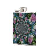 Roze witte pioen floral waterverf mandala heupfles (Links)