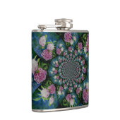 Roze witte pioen floral waterverf mandala heupfles (Rechts)