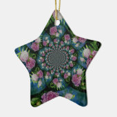 Roze witte pioen floral waterverf mandala keramisch ornament (Links)