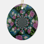 Roze witte pioen floral waterverf mandala keramisch ornament (Links)