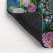 Roze witte pioen floral waterverf mandala muismat (Hoek)