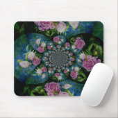 Roze witte pioen floral waterverf mandala muismat (Met muis)
