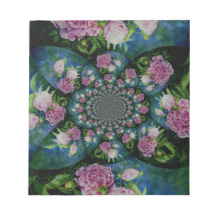 Roze witte pioen floral waterverf mandala notitieblok