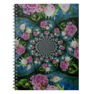 Roze witte pioen floral waterverf mandala notitieboek