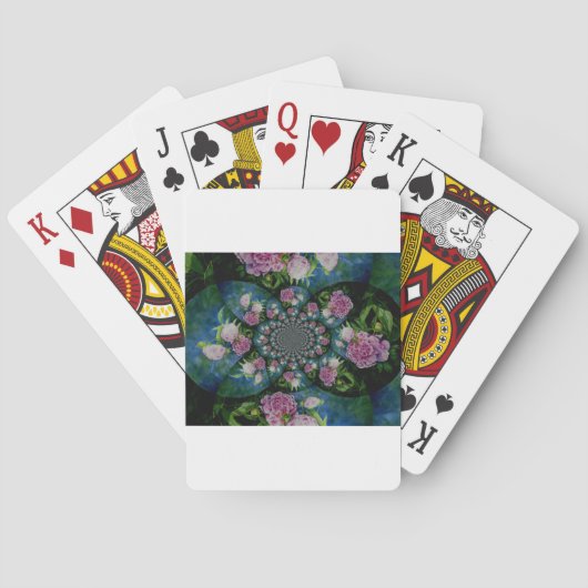 Roze witte pioen floral waterverf mandala pokerkaarten (Achterkant)