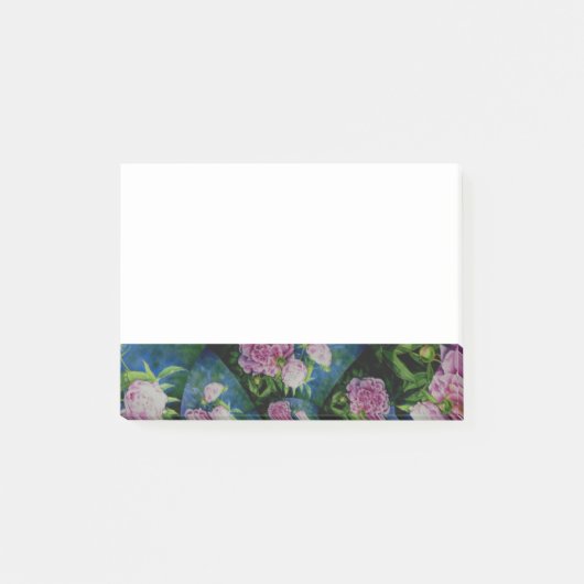 Roze witte pioen floral waterverf mandala post-it® notes (Voorkant)