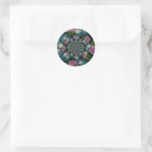 Roze witte pioen floral waterverf mandala ronde sticker (Tas)
