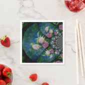 Roze witte pioen floral waterverf mandala servetten (Insitu)