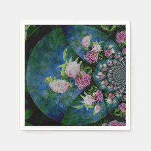 Roze witte pioen floral waterverf mandala servetten